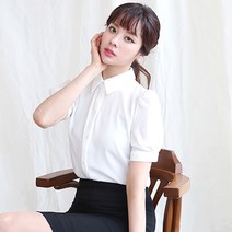 더웨이나인 반팔 기본 퍼프셔츠 여자 여성 쉬폰 면접 블라우스
