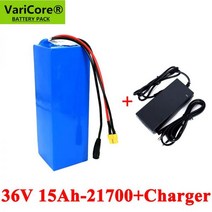VariCore 36V 15Ah 21700 10S3P 배터리 팩 500W 고전력 배터리 42V 15000mAh Ebike 전기 자전거 BMS 및 2A 충전기|Electric B, 단일, 1개