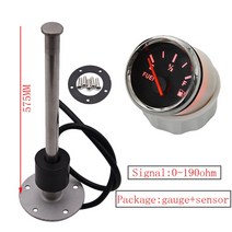 빨간색 백라이트 52mm 연료 레벨 게이지 0-190ohm 연료 레벨 센서가있는 오일 탱크 레벨 표시기 150mm 200mm 250mm 450mm 500mm, 575mm, 씨엔