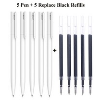 원래 Xiaomi 펜 쓰기 부드러운 빛 Mijia 프레스 코어 교체 리필 블루 레드 블랙 0.5mm 비즈니스 롤러 볼펜, 5pen 5black refills