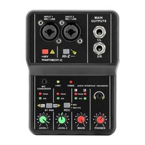 q-12 오디오 인터페이스 카드(스튜디오 녹음용 모니터 믹싱 콘솔 포함) 노래 컴퓨터 pc 48v 팬텀 전원, Black