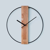 오크 원목 와이어 인테리어 거실 무소음 벽시계 40cm, 본상품선택