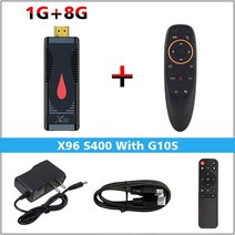 올위너 TV 스틱 안드로이드 10.0 스마트 박스 4K 2.4G 와이파이 셋톱 미디어 플레이어 H.265 HEVC X96 S400 H313 X96S400, 01 1G 8G With G10S_03 영국 플러그