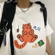 봄 년 캐릭터 호랑이 프린트 티셔츠