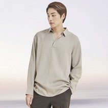 남성 세미오버 반오픈 변형 카라 텐셀 셔츠O192SH240P