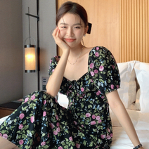 [피크닉룩/바캉스룩]슈하 플로럴 트임 롱 원피스 (1 color)