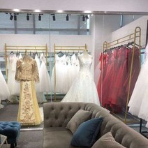 웨딩샵 롱드레스 행거 웨딩 드레스 진열대 스탠드 랙, 길이 180x높이 200x폭 40cm 골드