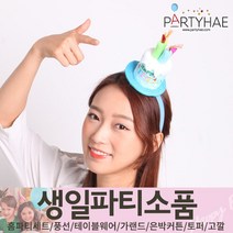 (주)파티해 생일파티 장식용품4 N-R - 모자 생일가면 왕관 토퍼 태슬 종이등, O01_생일케익모자머리띠-블루