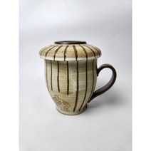 도자기 1인 녹차잔 머그다기 다기세트, 4.무광 줄(그림랜덤)