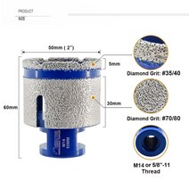 SHDIATOOL 다이아몬드 밀링 핑거 코어 드릴 비트 드릴링 타일 석 석영 M14 또는 5/8 인치-11 홀 톱 Dia20 25 35 50 68 75mm 1 개, 04 1pc 50mm_02 5 8-11 ThreadNA