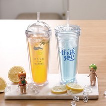 국내생산 주문제작 슬림아이스 텀블러 500ml 플랫 빨대 투명 리유저블 콜드컵 _ 22092786EA, 쿠팡 자비샵 플랫