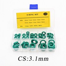 불소 고무 두께 1.51.81.92.42.653.1mm 녹색 고무 링 FKM O 링 씰 O-링 오링 키트 분류 키트, 06 G50-3.1