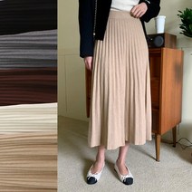 스위트플러스 임부복 가을 겨울 보드레 촘촘 롱 플리츠 니트 스커트