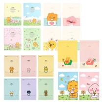 카카오 프렌즈 리틀 프렌즈 미니 B6 A5 무선제본 덮개 커버 무선철 중철 노트 라이언 어피치 무지 튜브, A5 무선철노트 3개 세트
