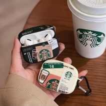 Starbucks 에어팟케이스 별다방 명품에어팟케이스 심플한 1세대 2세대 3세대 프로 이어폰케이스, 화이트