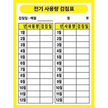 전기 사용량 계량기 검침표 매월 작성 지침수 검침일 동호수 500매단위 아트지 유포지, 1000매