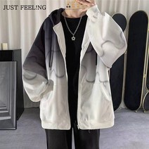 JUST FEEL!NG 남성 후드 집업 그러데이션 코트 가디건 맨투맨 커플 후드티 야구복 패션 남자점퍼 자켓