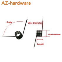 토션스프링 60 90 120 180 각도 V 모양의 나선형 봄 65Mn 스틸 비틀림 스프링 10PCS 와이어 직경 0.8, [01] 0.8mm, [02] 4.5mm, [09] 7.2mm (60 degrees)