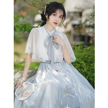 개화기 의상 경성 의복 케이프 망토 레이스 쉬폰 꽃 자수 반팔 빈티지 분위기 중세시대 고급