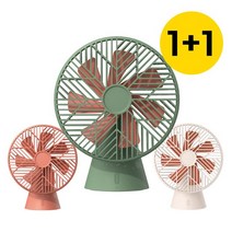 소싱 포레스트 탁상용 무소음 미니선풍기 1+1 사무실 책상 USB충전식 무선 캠핑용 소형 서큘레이터, 미스티_베이지, 히비스커스_레드