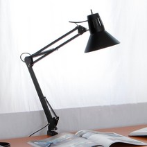 모던 디자인 제도 집게형 책상 스탠드 조명, 블랙(7W LED 형광등색 전구포함)