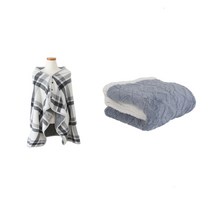 공유라이프 꽈배기 담요 + 체크 똑딱이 담요 세트