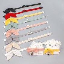 엠몰리 가벼운 강아지 고양이 인식표 목걸이 패브릭 목줄 안전버클 린넨 콩리본, 린넨 레드(화이트버클), 안쪽에만 제작(추가정보란에 문구기재)