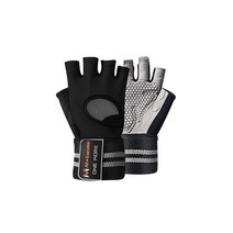 헬스 손목 보호 롱 스트랩 장갑, 블랙