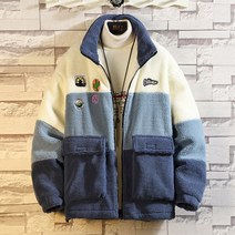 남자 깔끔한 점퍼 예쁜 트렌디한 유니크 4XL 큰옷 배색 컬러 후리스 가을 겨울 커플 뱃지 환절기 보세 코디