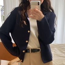 Kimotimo 트위드 니트 코트 여성 노치 메탈 버튼 스웨터 가을 순 롱 슬리브 자이너 자켓