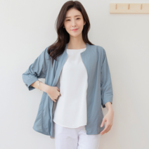 엄마옷 드리다 여름 노카라 가벼운 경랑 디지털나염 7부 빅사이즈 점퍼 엄마선물 큰옷 50대 중년 여성 여름 의류 브랜드 66-140