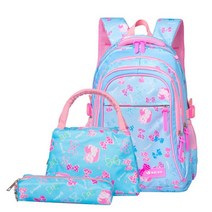 3 in 1 여아 배낭 Mochila 어린이 학교 가방 공주 가방 귀여운 활 프린트 초등학교 백팩 어린이 책가방 2020 년 신상품 초등학생책가방