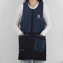 쉬이즈홈 22FW 부엉이 기모 지퍼 니트 패딩 누비 원피스 앞치마, 네이비
