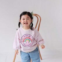 봄 무지개 스트라이프 맨투맨티셔츠 유아동 여아남아 데일리 긴팔티 CH01