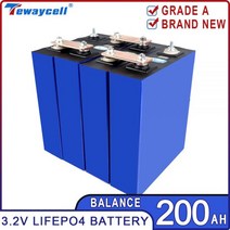 인산철 배터리 200Ah Lifepo4 충전식 3.2V 등급 A 새로운 리튬 철 인산염 프리즘 태양 전지 골프 카트 DIY 12V 48V 팩 155432, 4Pcs