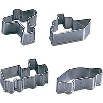 일본직발송 4. 타나카 양기제작소 다나카 양기 쿠키 뽑기틀 세트 oe2122 탈것 세트 스테인리스 일본 (4개, One Size_One Color, One Color, One Size