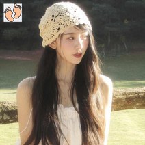 손뜨개 비니 펀칭 여성 여름 모자 여자 버킷햇