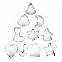10 Style Christmas Cookie Cutters Moulds Biscuit Press Stamp Embosser Sugar Pasty Cake DIY Baking Mo