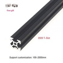 2020 T-슬롯 알루미늄 프로파일 압출 프레임 2 개 유럽 표준 검정색 선형 레일 CNC 3D 프린터 카메라 슬라이더 가구, 150mm