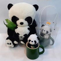 (당일배송) 선물용 판다 아기 팬더 봉제 인형 동물 곰돌이 곰 안고자는 작은 큰 인형 2종류, 1  두쌍(아기곰 엄마곰)