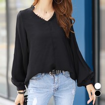 [나크21] (55~99) 소매벌룬 쉬폰 블라우스 NK21-T-4