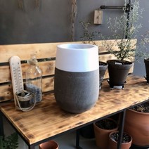 두바이_미니샵_화분 모던 테라스톤 타원형 20x34cm 화이트 투톤 기화분 심플한 선물 모던한 예쁜 감성 선물용++mingpin*, #합리적선택++