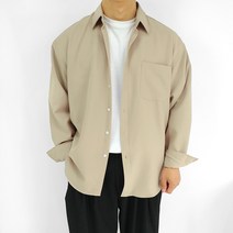 로니제이 남자 봄 가을 싱글 폴리 카라 오버핏 셔츠