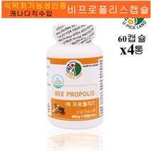 U-PICK LAND 캐나다 비프로폴리스 추출 분말 면역력높이는영양제 플라보노이드 구강 항균 항산화 아르테필린c 고함량 어린이 청소년 키즈 환절기 목건강 propolis 효능 캡슐, 4개, 60캡슐