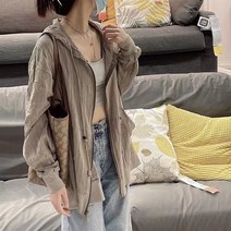 Z3JC 여성 얇은코트 루즈핏 가디건 겉옷 자외선차단탑, Z3JC 그레이
