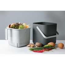 배수분리 밀폐 잔반 손잡이 음식물쓰레기통 3L 1인용 브런치 카페 식당용 가정용 음쓰통, 1개, 그레이
