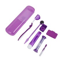 8pcs 치열 교정 키트 세트 중괄호 칫솔/접이식 거울 치간 칫솔 및 운, 04 보라색