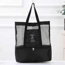 캠핑용 반합 컬러 코펠 & 도시락 도시락 열 가방 휴대용 핸드백 대용량 더블 레이어 피크닉 가방 비치 가방 열 배낭 식기, 검은색