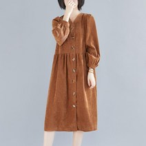 [바니드] 여성 롱 원피스 가을 빅사이즈 레이스 캐주얼 긴팔 1233