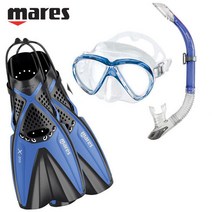 마레스 엑스원 세트 (물안경 스노클 오리발 가방), 선택3)파랑 SM(맨발사이즈230~245)